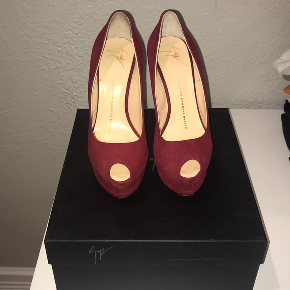 Giuseppe Zanotti Suede Red Peep toe Heel - Picture 1 of 8